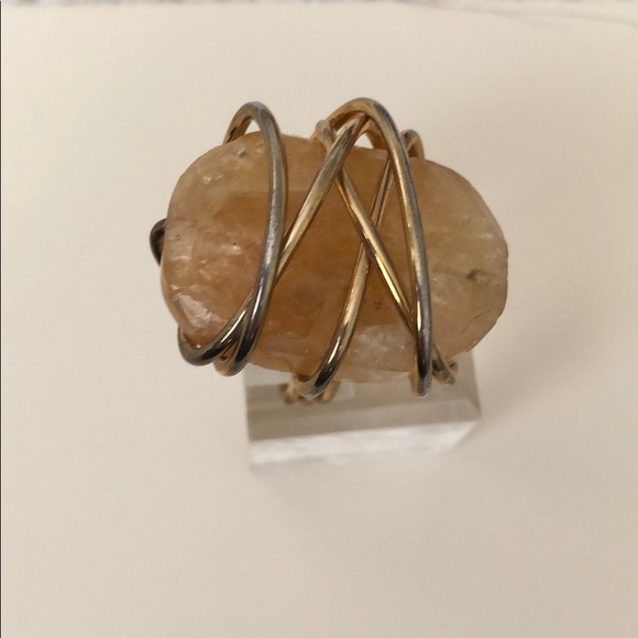 Jewelry - Gold Plated Wire Wrapped Citrine Ring Size 7